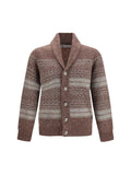 Brown Shawl Neck Cardigan 1