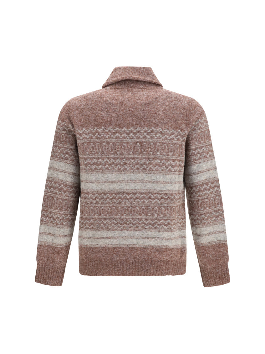 Brown Shawl Neck Cardigan 2