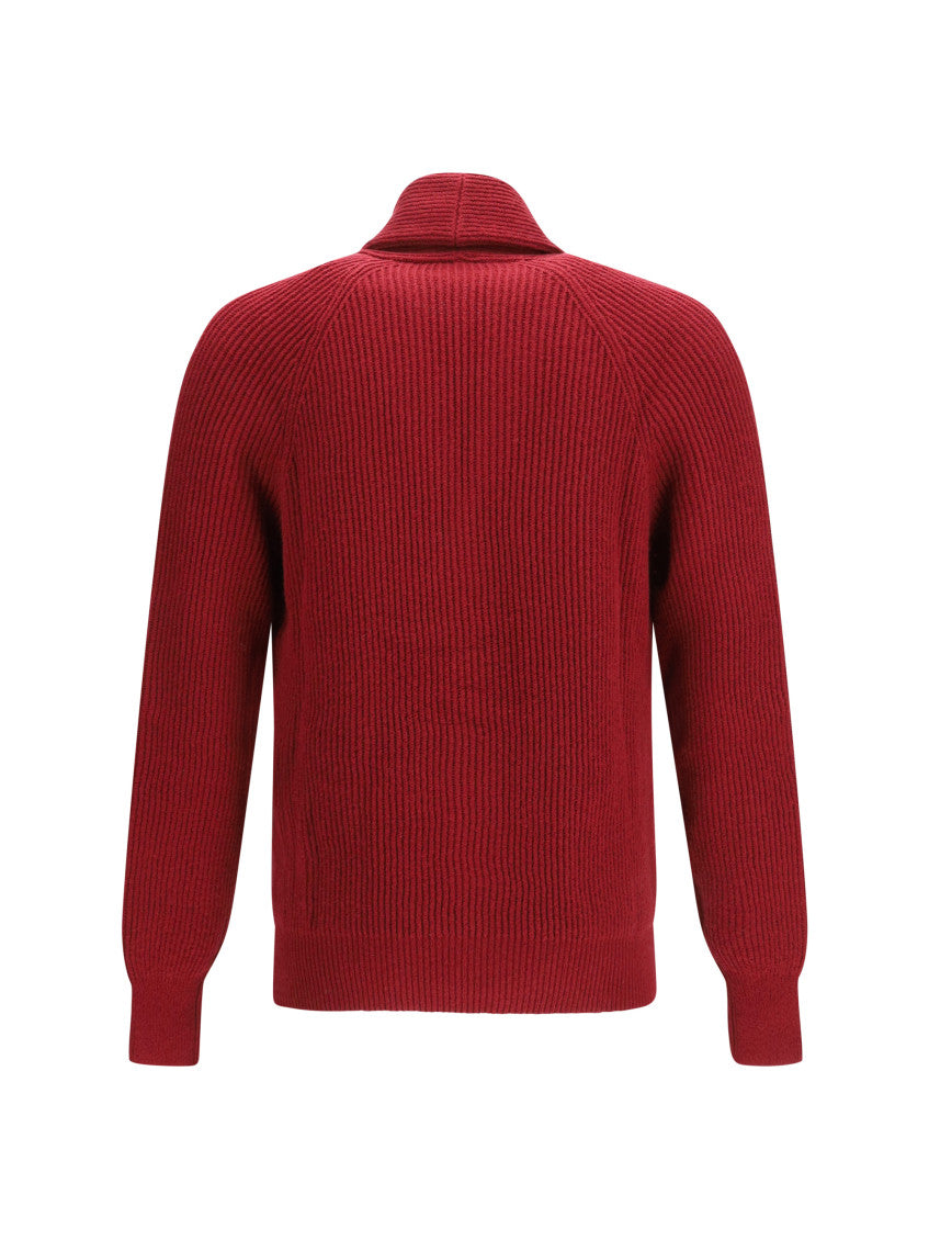 Red Shawl Neck Cardigan 2