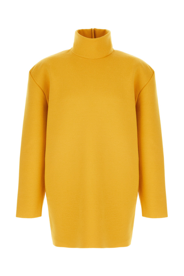 Yellow Solid Turtle Neck Sweater 1