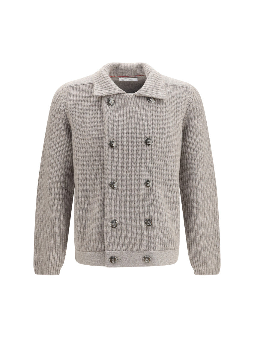 Grey Shirt Collar Cardigan 1