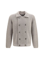 Grey Shirt Collar Cardigan 1
