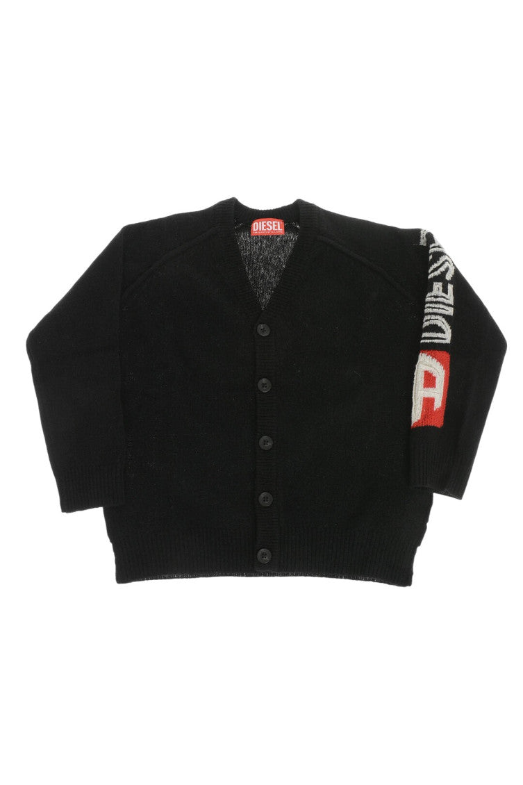 Girls Black Logo Cardigan 1