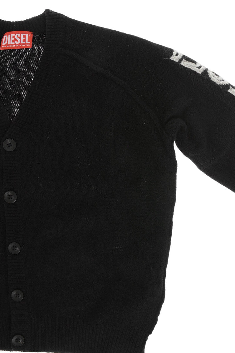 Girls Black Logo Cardigan 3