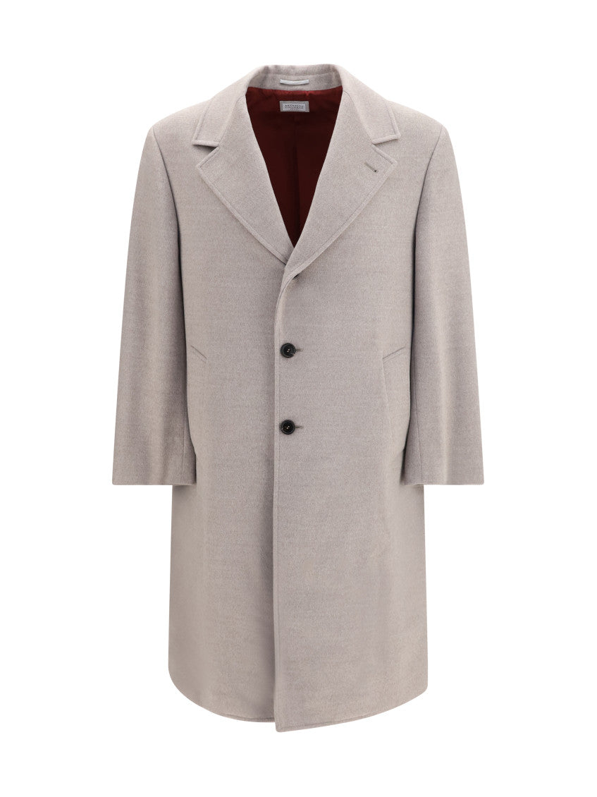 Light Beige Notched Lapel Coat 1