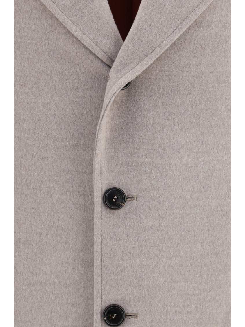 Light Beige Notched Lapel Coat 3