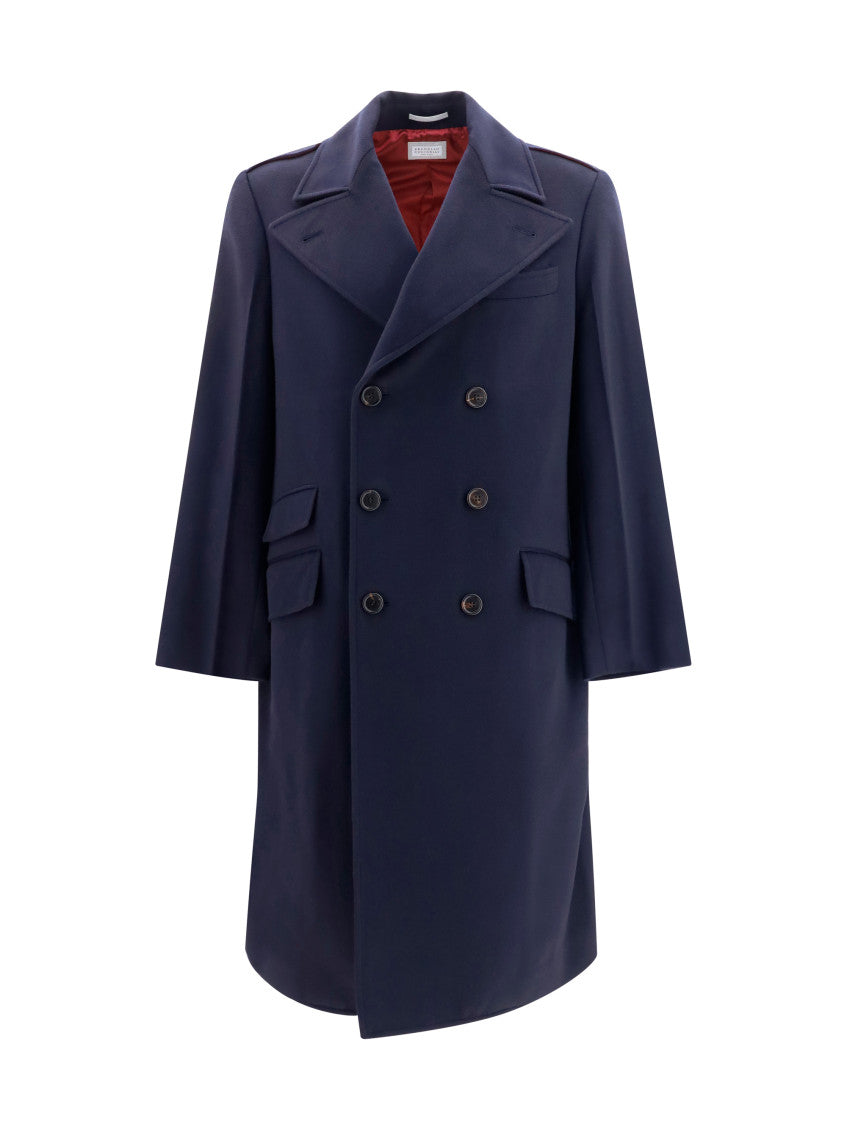 Navy Blue Peaked Lapel Coat 1