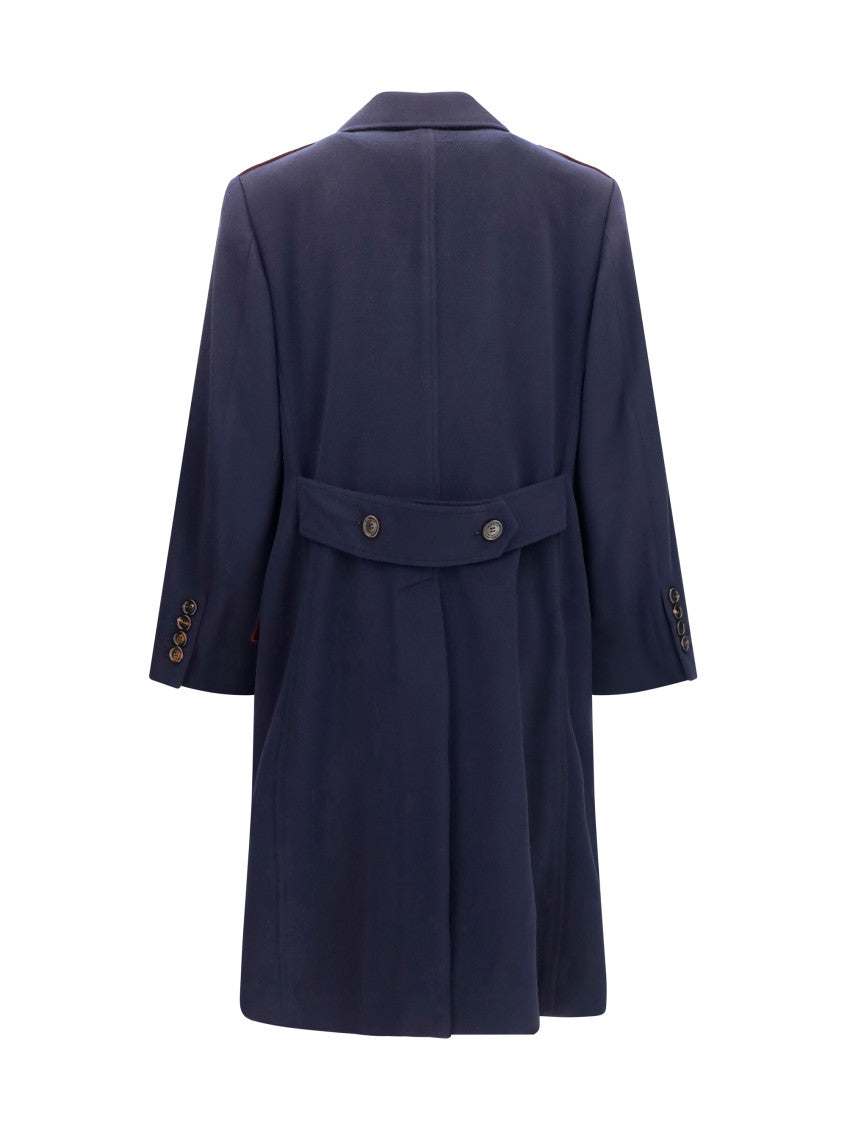 Navy Blue Peaked Lapel Coat 2