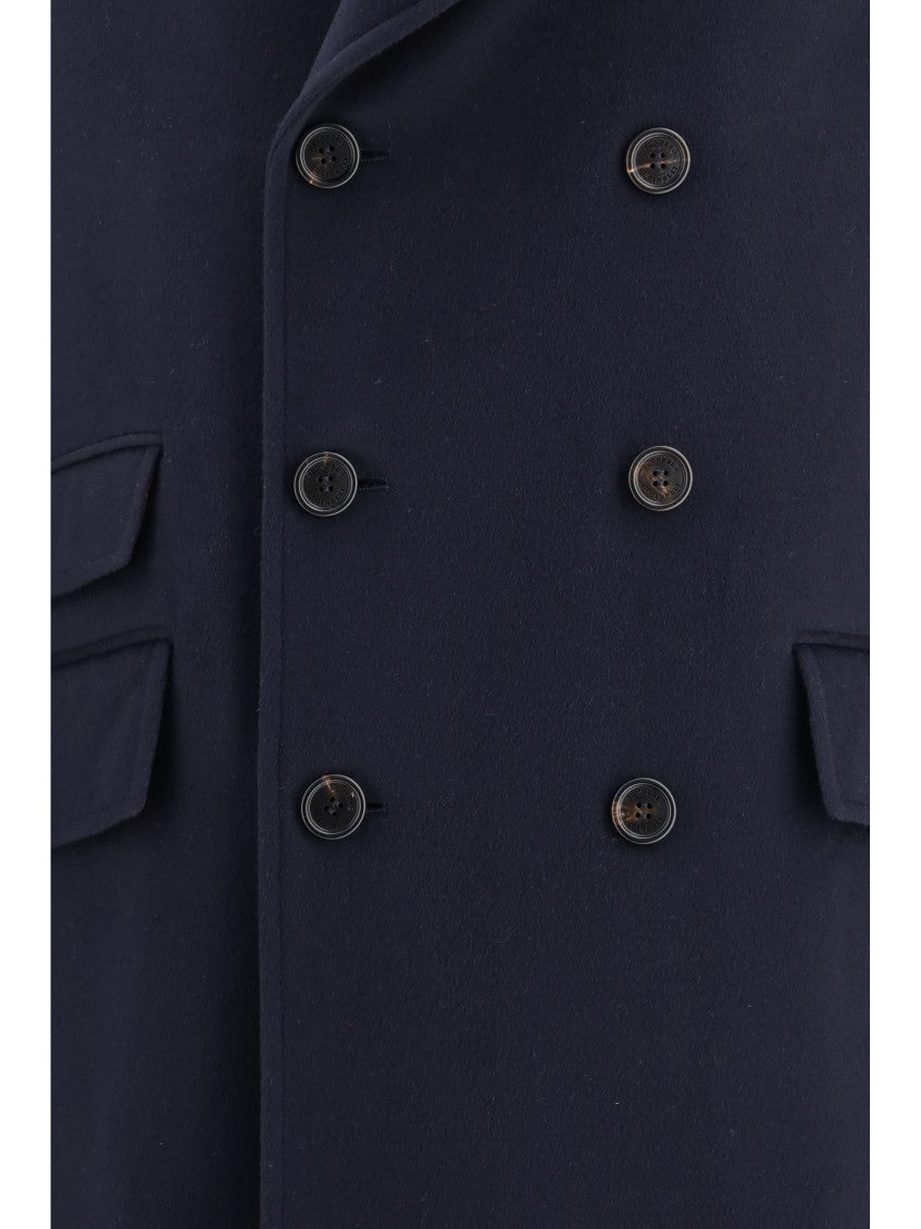 Navy Blue Peaked Lapel Coat 3