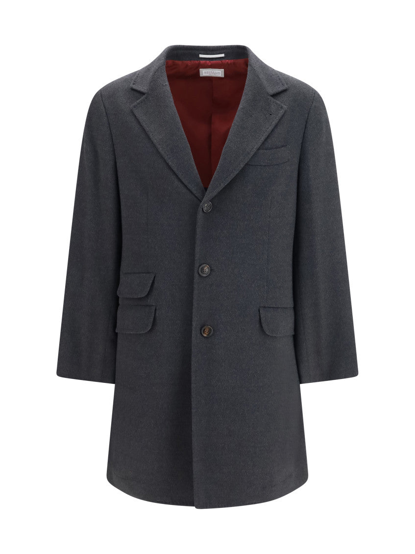 Dark Grey Notched Lapel Coat 1