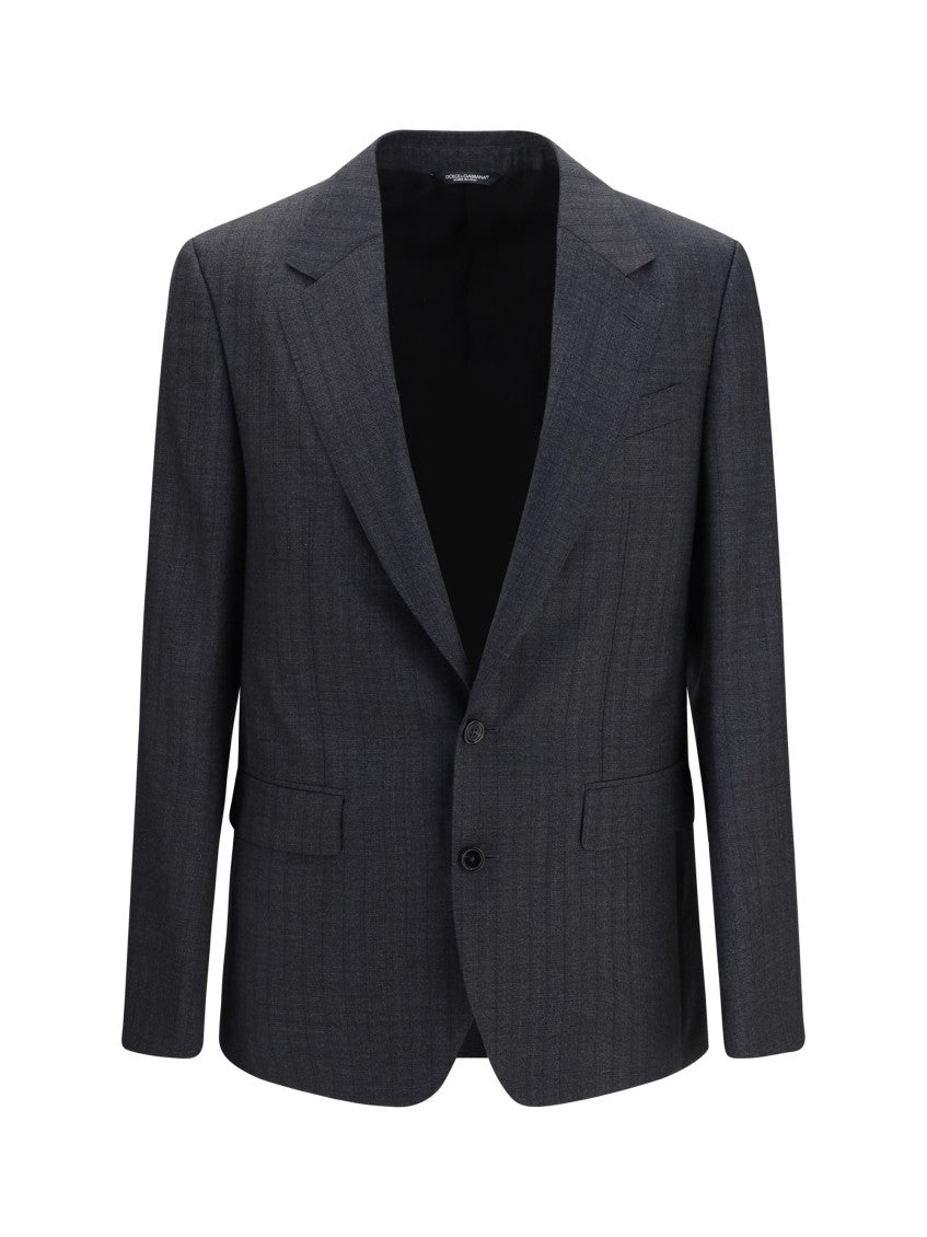 Dark Grey Notched Lapel Blazer 1