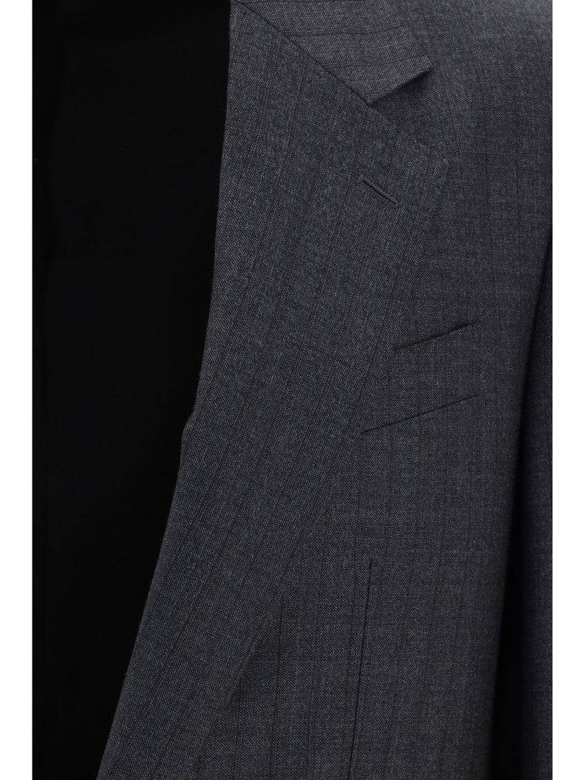 Dark Grey Notched Lapel Blazer 3