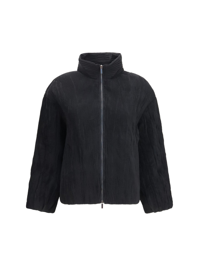 Black Stripes Mock Collar Jacket 1