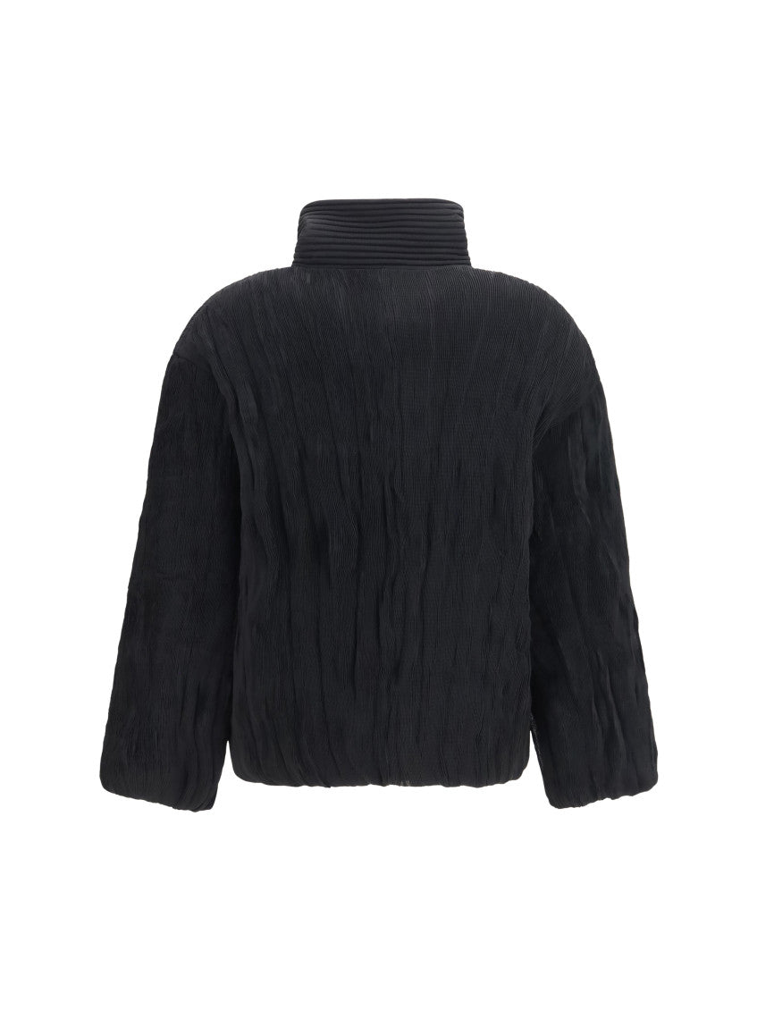 Black Stripes Mock Collar Jacket 2