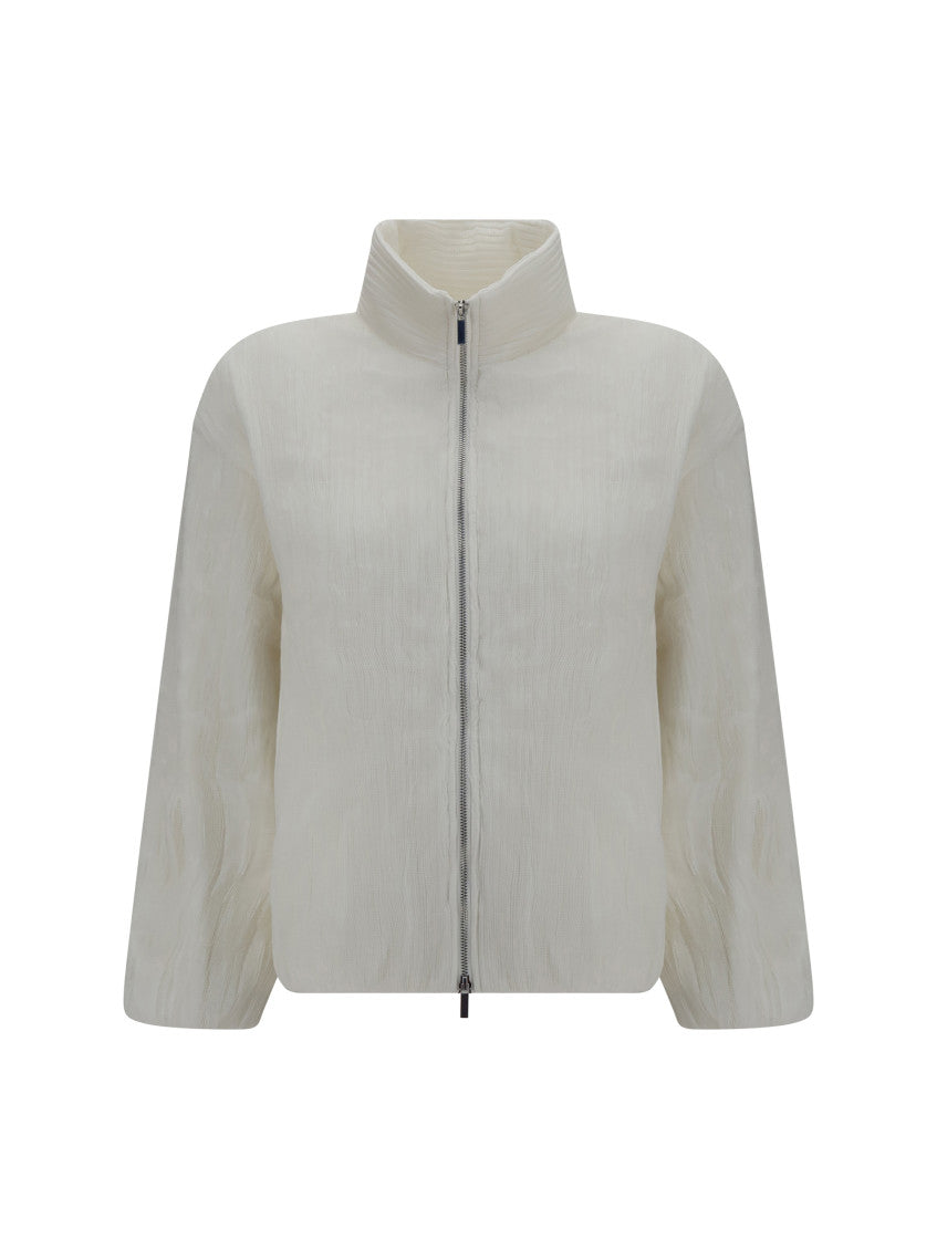 White Mock Collar Jacket 1