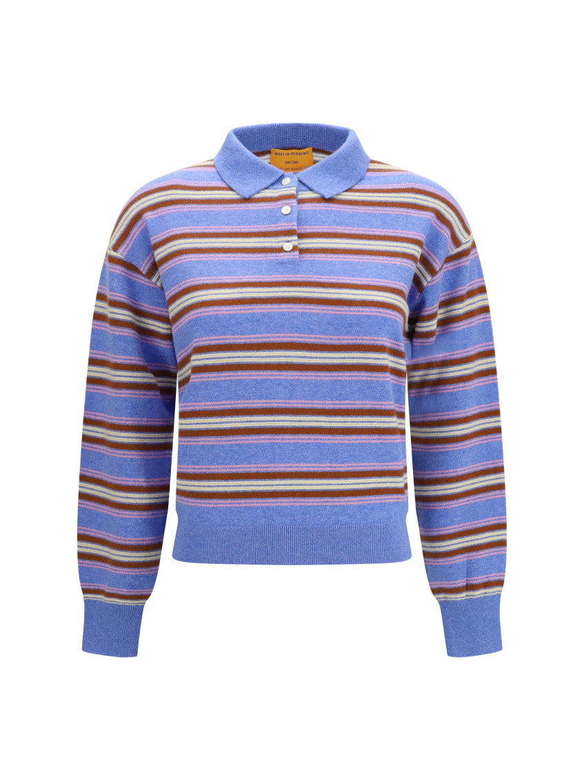 Blue Stripes Shirt Collar Sweater 1