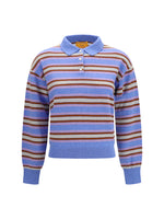 Blue Stripes Shirt Collar Sweater 1