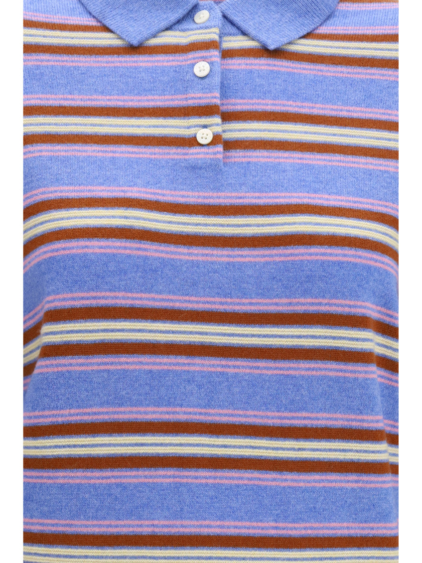Blue Stripes Shirt Collar Sweater 3