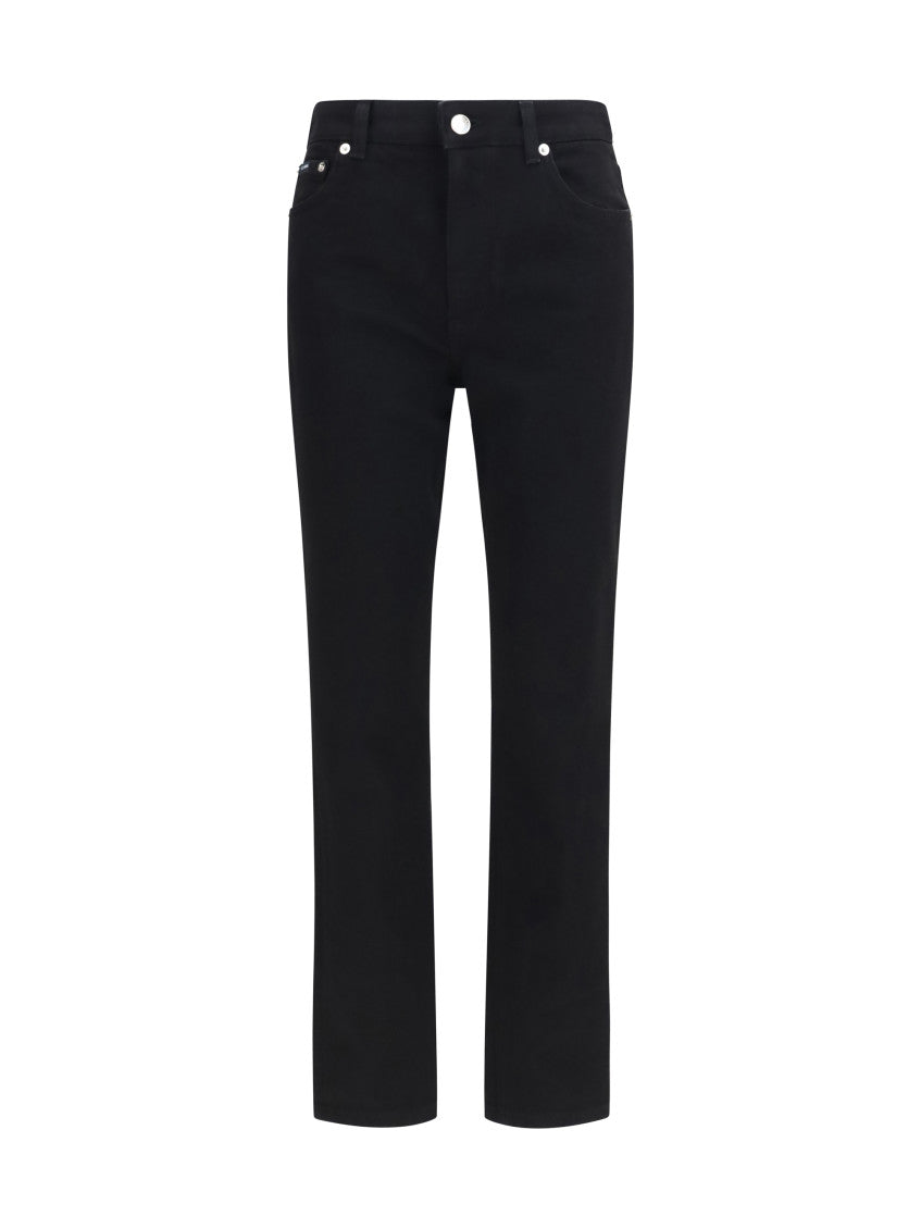 Black Straight Mid Rise Jeans 1