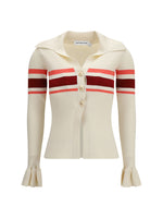 Off White Striped Shirt Collar Sweater 1