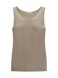 Beige Solid Round Neck Tank Top 1