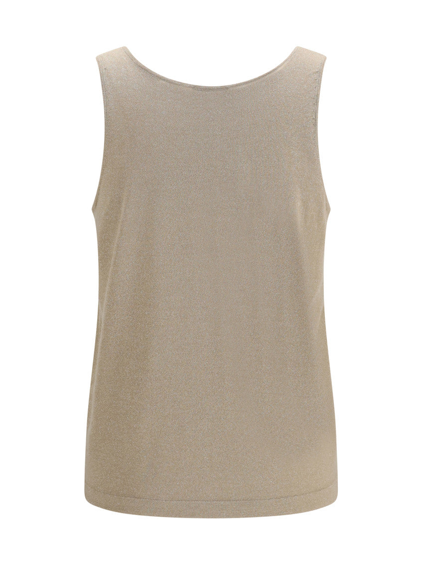 Beige Solid Round Neck Tank Top 2