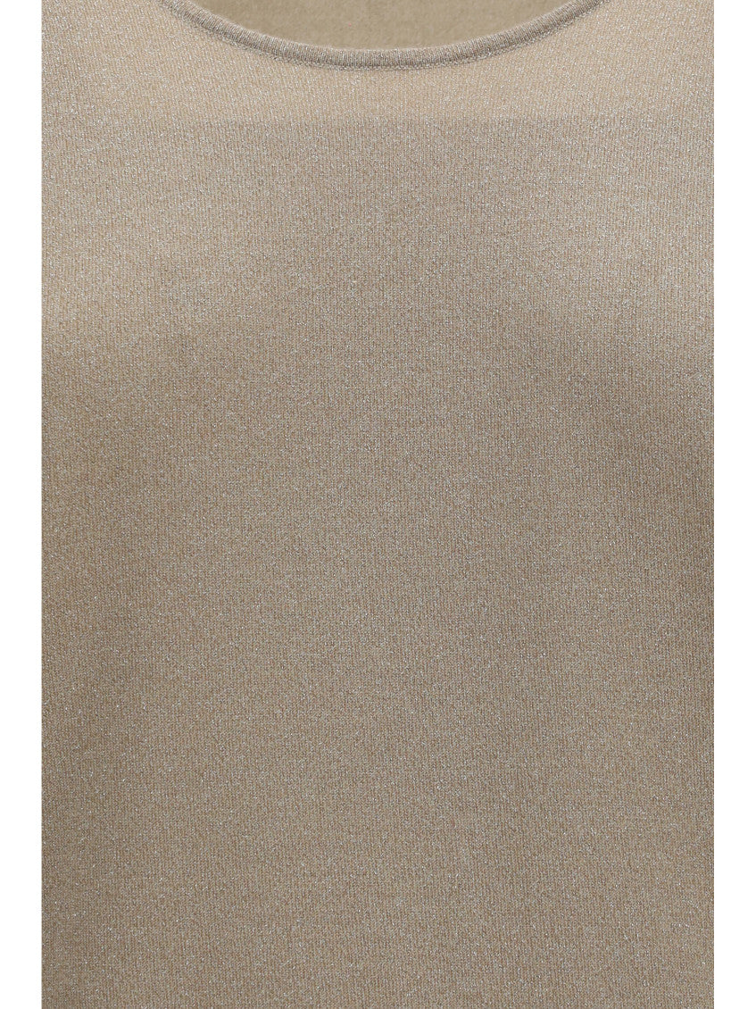 Beige Solid Round Neck Tank Top 3