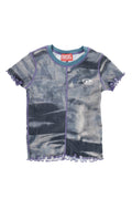 Girls Blue Color Block T-Shirt 1