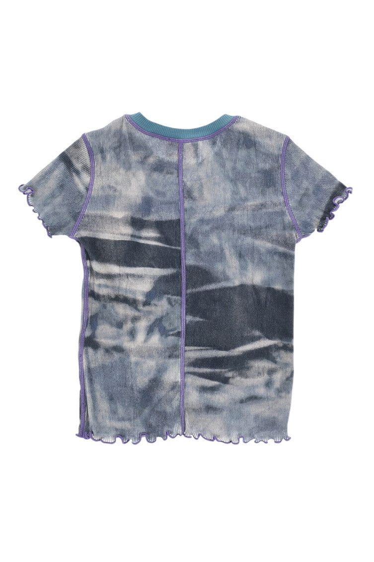 Girls Blue Color Block T-Shirt 2