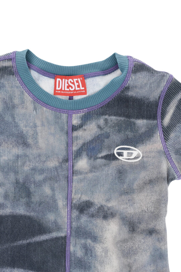 Girls Blue Color Block T-Shirt 3