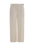 Beige Straight Flat Front Pants 1