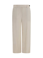 Beige Straight Flat Front Pants 1