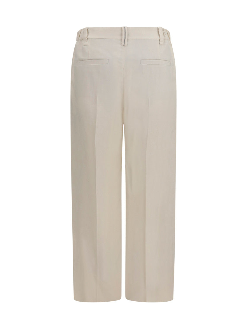 Beige Straight Flat Front Pants 2