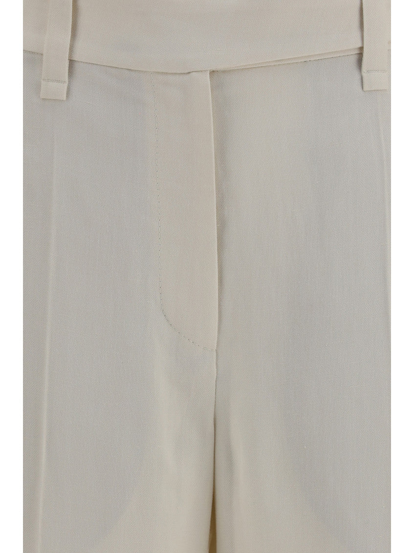 Beige Straight Flat Front Pants 3
