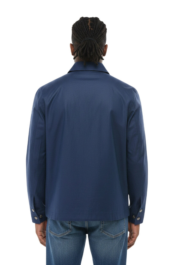 Navy Blue Shirt Collar Jacket 2