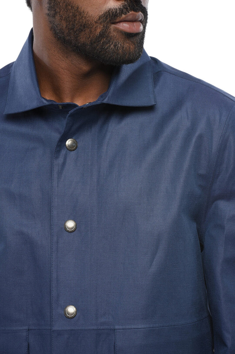 Navy Blue Shirt Collar Jacket 3