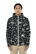 Dark Blue Printed Hood Jacket 1