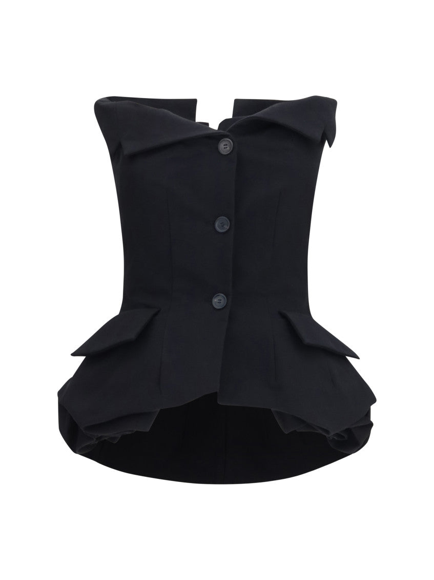 Black Solid Strapless Top 1