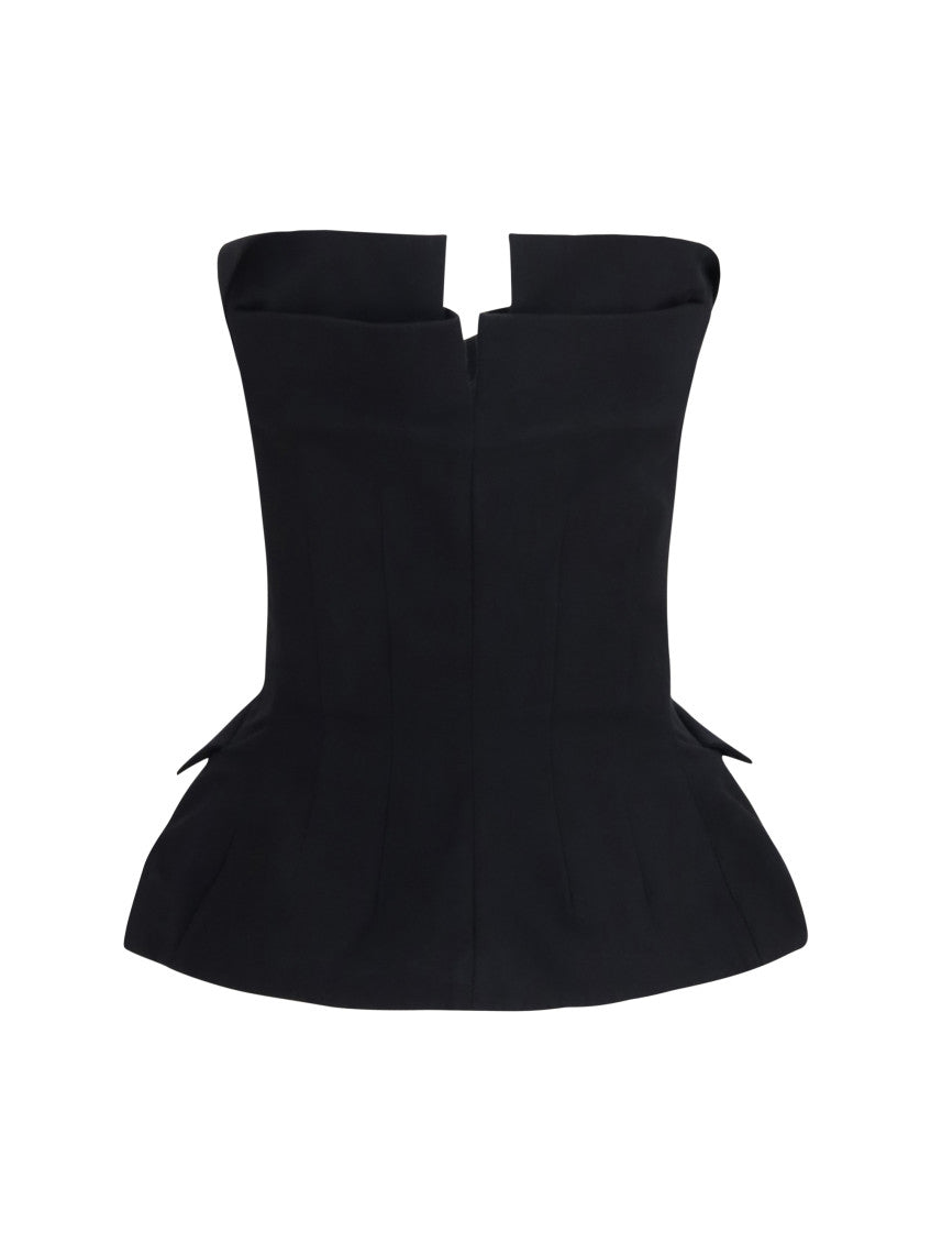 Black Solid Strapless Top 2