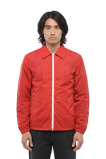 Red Solid Shirt Collar Jacket 1