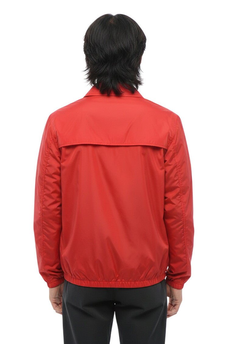 Red Solid Shirt Collar Jacket 2