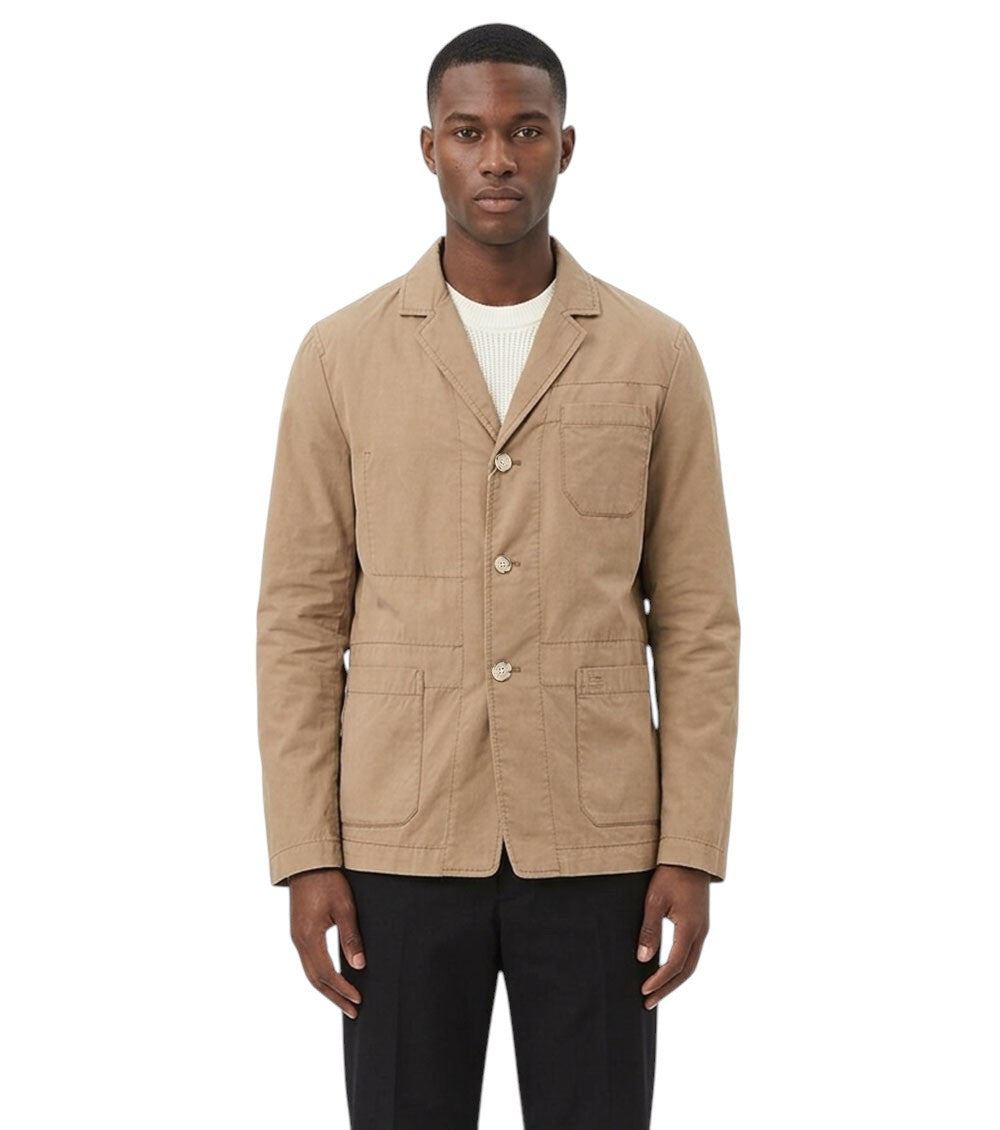 Beige Notched Lapel Blazer 1