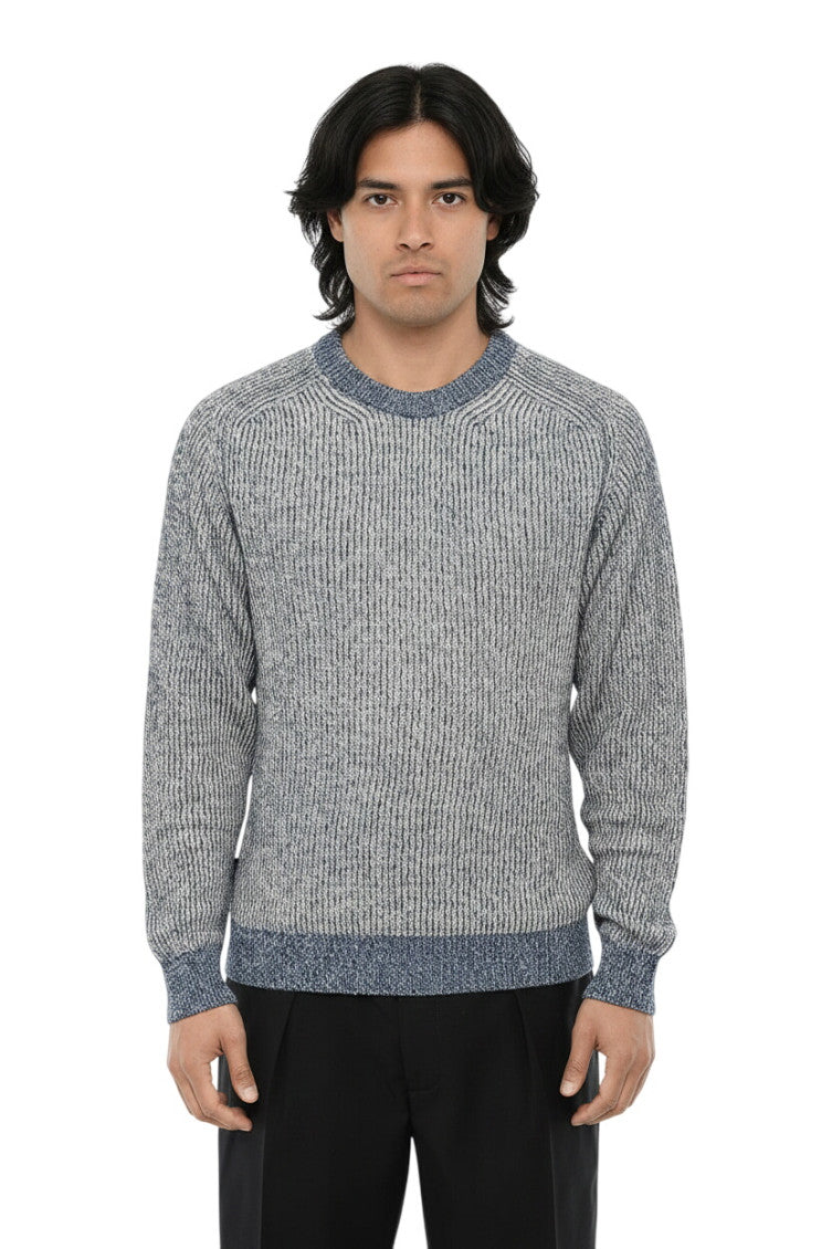 Blue Knitted Crew Neck Sweater 1