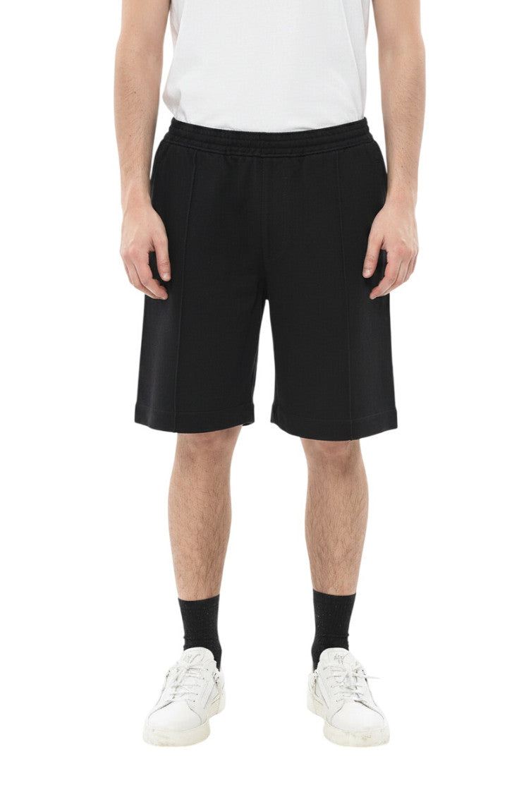 Black Elasticated Solid Shorts 1