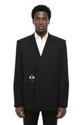 Black Notched Lapel Blazer 1