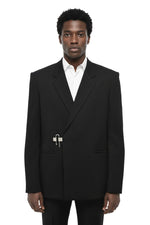 Black Notched Lapel Blazer 1