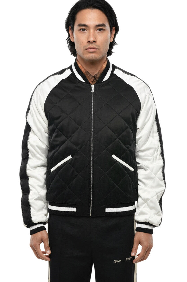 Black Band Collar Bomber Jacket 1