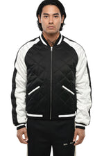 Black Band Collar Bomber Jacket 1