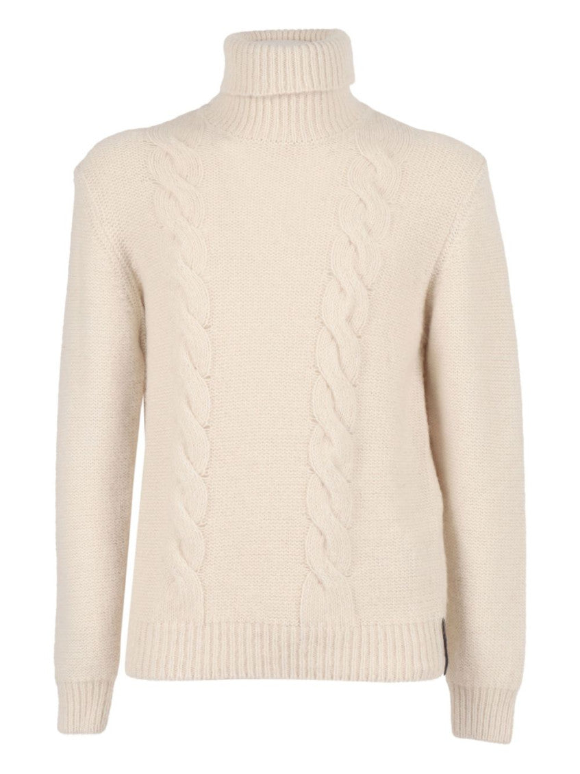 Beige Turtle Neck Ribbed Sweater 1