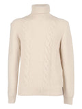 Beige Turtle Neck Ribbed Sweater 1